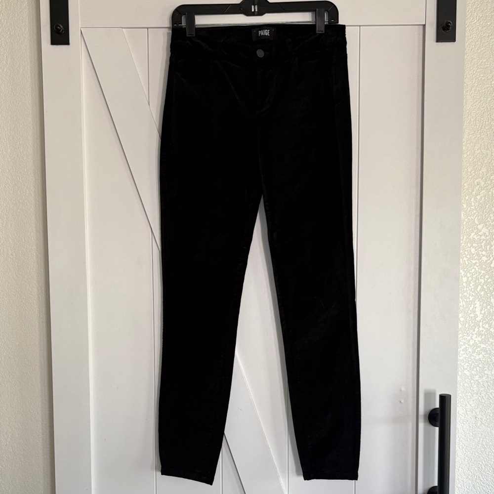 PAIGE Verdugo Ultra Skinny Black Velvet Pants.